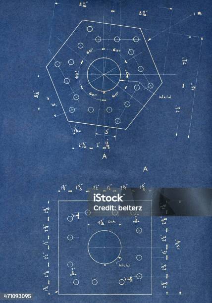 Piezas De La Máquina De Esquema Foto de stock y más banco de imágenes de Azul - Azul, Cianotipo - Plano, Con textura