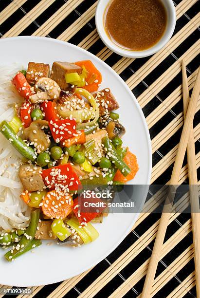 Stirfried Noodles With Vegetables And Tofu Stock Photo - Download Image Now - 2015, Asia, Carrot