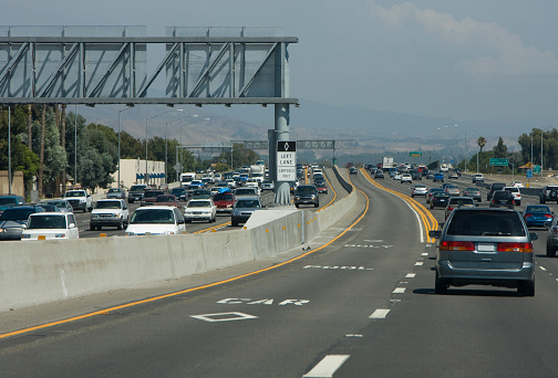 Traffic on a California freeway.