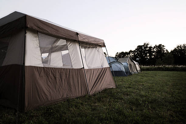 istock Vintage Camping Tents Outside at Dusk 471096383
