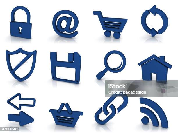 3 D Blaue Iconinternet Stockfoto und mehr Bilder von At-Zeichen - At-Zeichen, Ausrüstung und Geräte, Blau