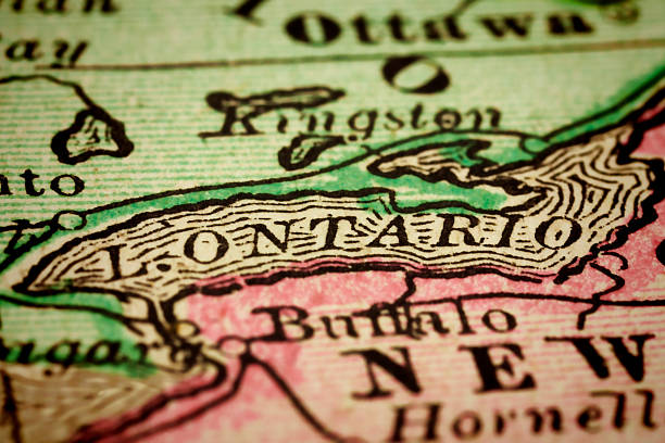 istock Ontario Lake  on an Antique map 471101080