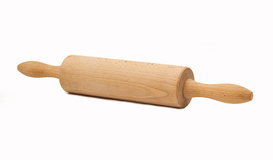 Wooden Rolling pin isolated on the white background