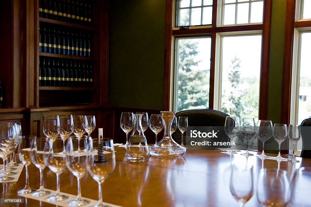 Wine tasting Table setup for wine tasting. Arrangement Stock Photo