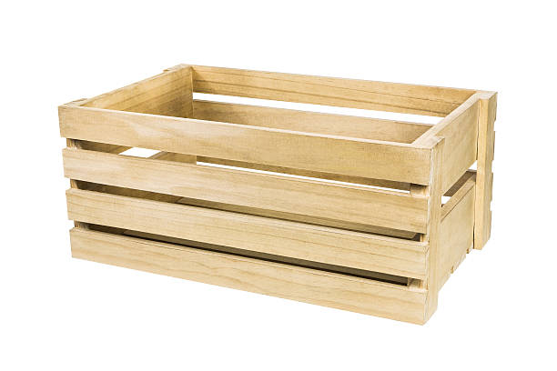 istock Large wooden crate on white background - Front&side view 471101602