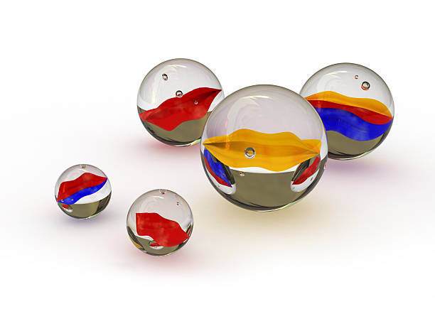 Glass Marbles Glass marbles rendered in 3D marble sphere stock pictures, royalty-free photos & images