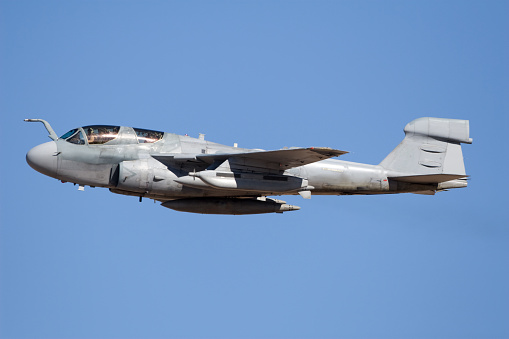 A Grumman EA-6B Prowler taking off.