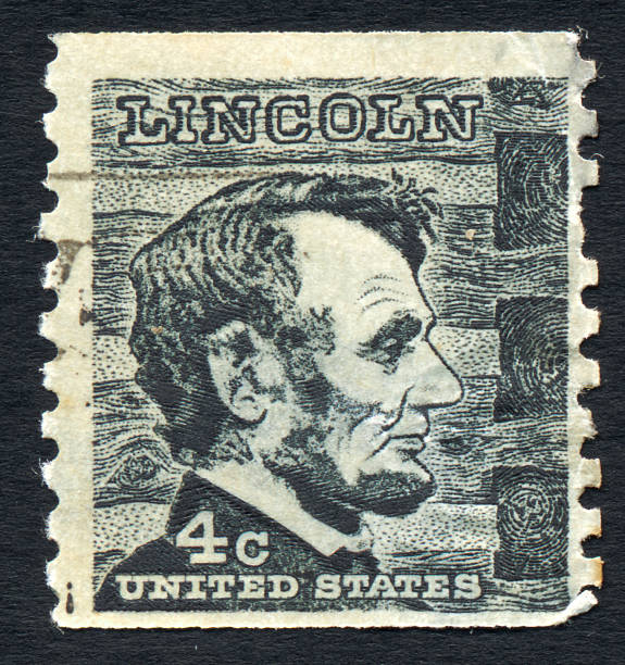 Old Stamps - United States 4c Lincoln 1965 stock photo