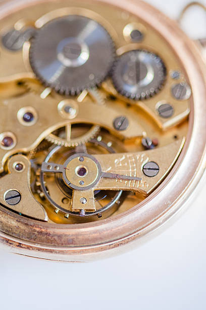istock Old mechanic pocket watch isolated on white 471104812