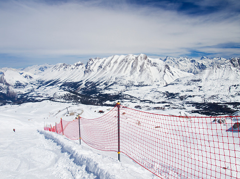Snowcovered high mountain in Alpes. Ski resort Superdevoly - France - Alpes 