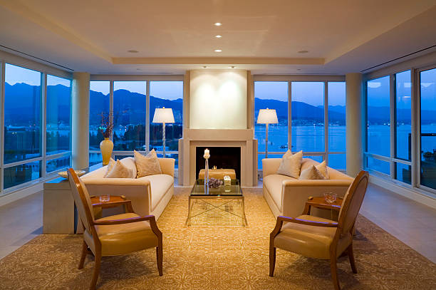 Living room with furnishings in a new house