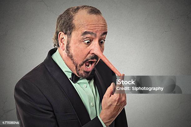 Liar Man With Long Nose Stock Photo - Download Image Now - Pinocchio,  Dishonesty, Nose - iStock