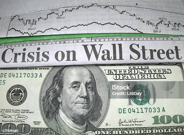 Crisis On Wall Street And Cash Stock Photo - Download Image Now - Banking, Bankruptcy, Bear Market