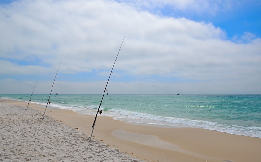 Fishing in the Gulf of Mexico on the white sandy beaches of the Florida Coast