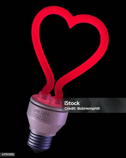 Foto de Deixe O Seu Amor Luz Brilhante e mais fotos de stock de Lâmpada - Lâmpada, Símbolo do Coração, Tridimensional