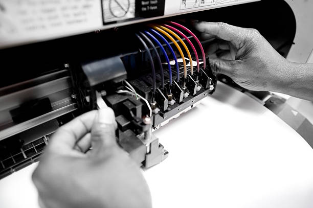 Impressora colorida Consertador - foto de acervo