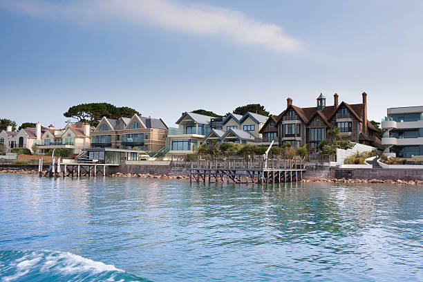Row of large houses in the Sandbanks area of Poole stock photo