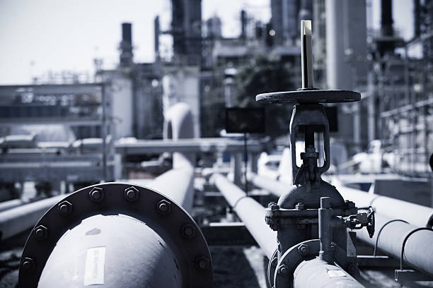 Pipes and Valves at an Oil Refinery