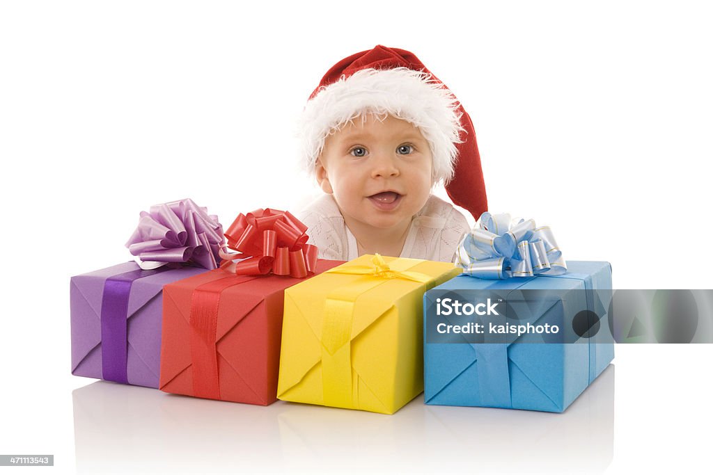 Little Santa con regali - Foto stock royalty-free di 2-5 Mesi