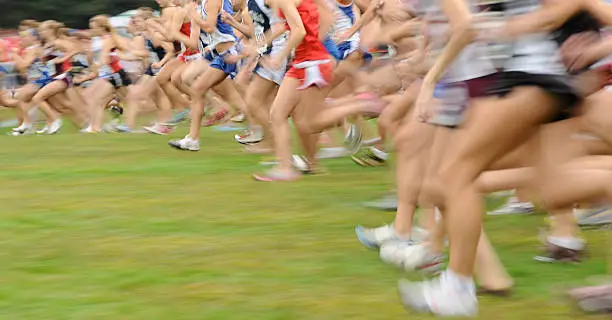 In camera motion blur of cross country race
