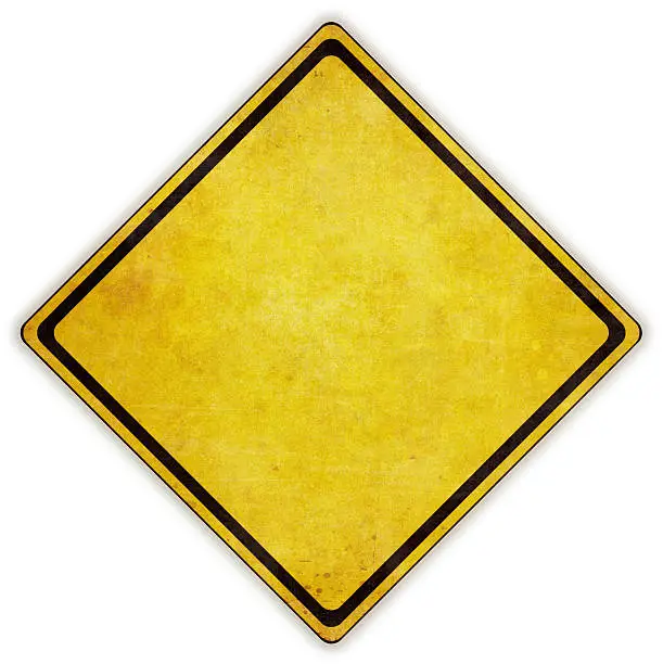 Photo of Yellow diamond road sign on white background