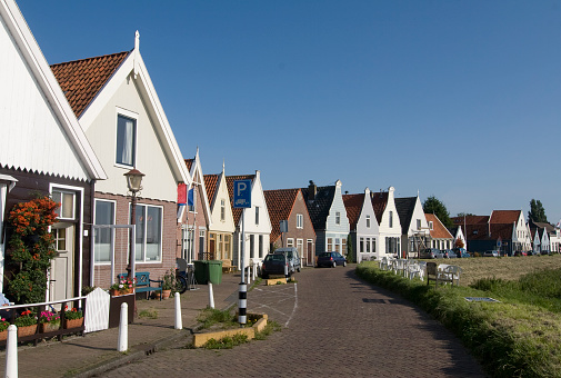 Typical small home in Durgerdam, in the citypart Rural North of Amsterdam, The Netherlands. the town has the status of a protected monumental village.