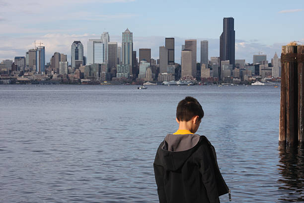 Seattle Skyline sunrise kayak with little blue sky