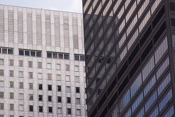 istock Manhattan in reflections: modern USA architecture; glasse's skyscrappers 471115975