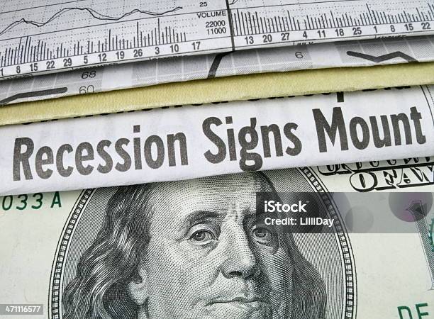 Rezession Beschilderung Mount Stockfoto und mehr Bilder von Inflation - Inflation, Schlagzeile, Zeitung