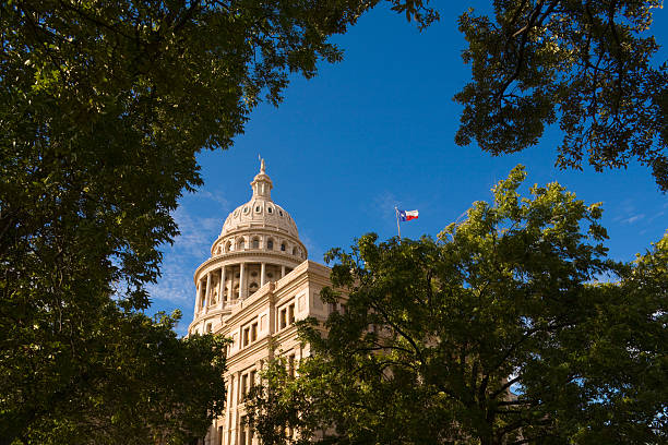 텍사스 주 오스틴, 카피톨 미흡함 플래깅 - texas state flag texas dome austin texas 뉴스 사진 이미지