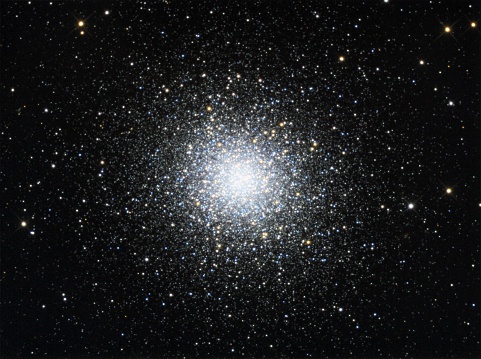 Messier 13 ,also called the 'Great globular cluster in Hercules', is one of the most prominent and best known globulars of the Northern celestial hemisphere.The image is taken in the in prime focus of professional telescope the Exposure time is 90 minutes.