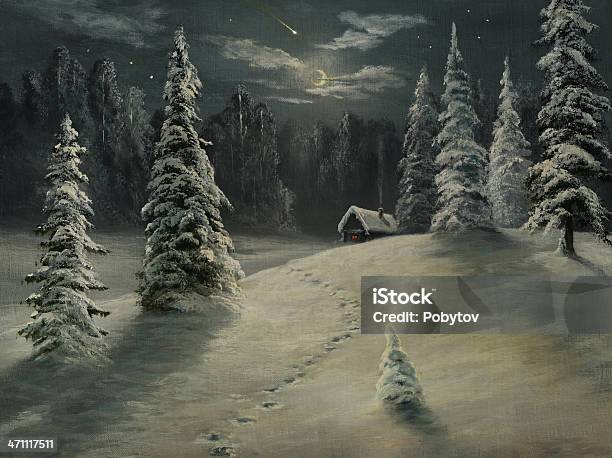 Ilustración de Falling Star y más Vectores Libres de Derechos de Invierno - Invierno, Pintura - Producto artístico, Nieve