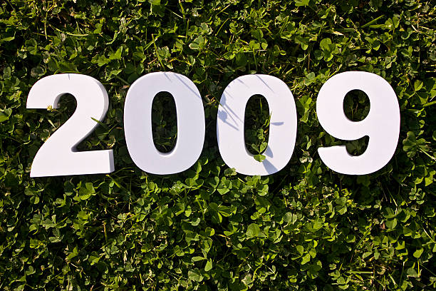 New year numbers on the claver leaves