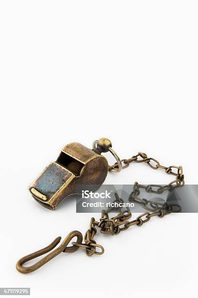 Old Whistle And Chain Stock Photo - Download Image Now - Whistle, Old, Old-fashioned