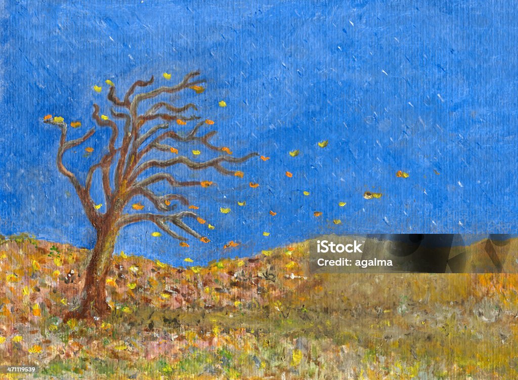 Herbst Landschaft -Oil Gemälde - Lizenzfrei Baum Stock-Illustration