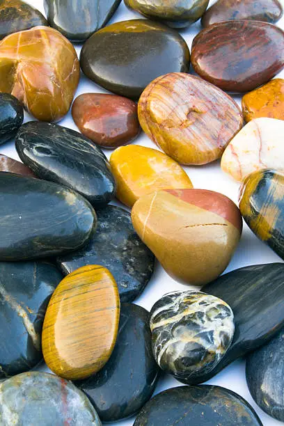 Close up of colorful stones.