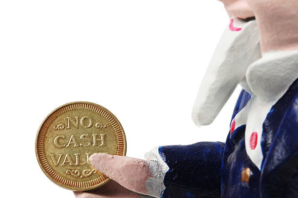 Uncle Sam with No Cash Value money Uncle sam bank part with No Cash Value money. This is a part of old cast iron mechanical bank. uncle sam broke stock pictures, royalty-free photos & images