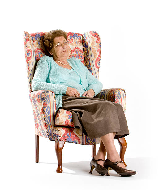 anziani: tutti da solo - isolated on white brown white anxiety foto e immagini stock