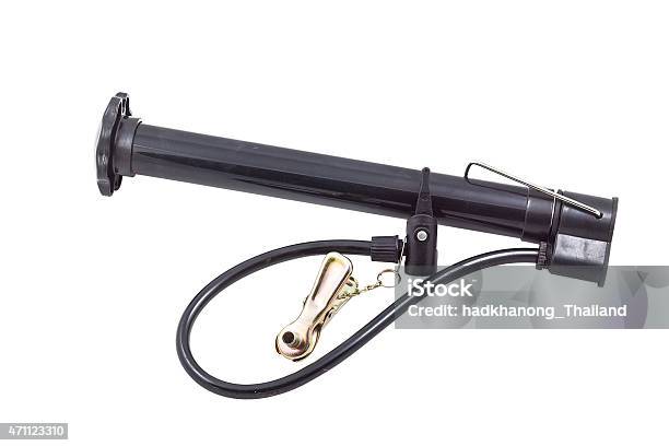 Mini Tire Pump Isolated On White Stock Photo - Download Image Now - 2015, Bicycle, Bicycle Pump