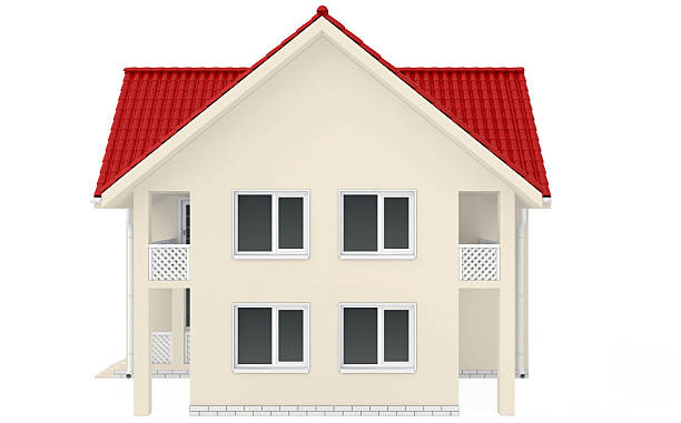 istock house with red roof. isolated in white background. 3d render 471123630