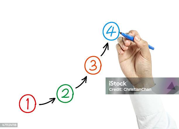 Businessman Drawing Steps Concept Stock Photo - Download Image Now - Steps, Four Objects, Number 1