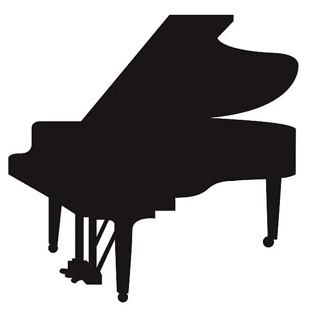 Vector illustration of Jazz Grand Piano Silhouette