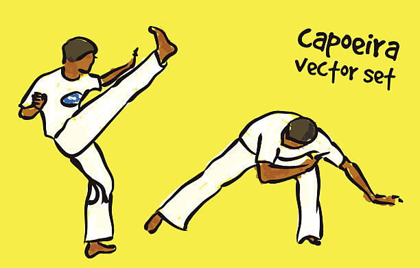 ilustrações de stock, clip art, desenhos animados e ícones de conjunto de capoeira - capoeira brazilian culture dancing vector