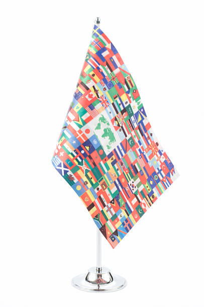 Flags of all countries and wolrd map at the center of the flag.