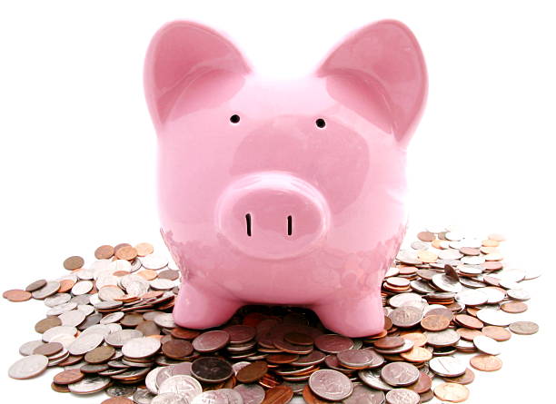 Piggy and Coins stock photo