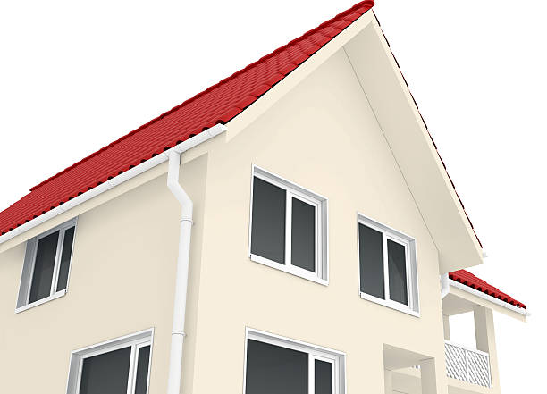 istock Corner of the house with windows and gutters 471124752