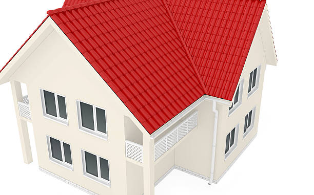 istock Large two-story house with red roof 471124804