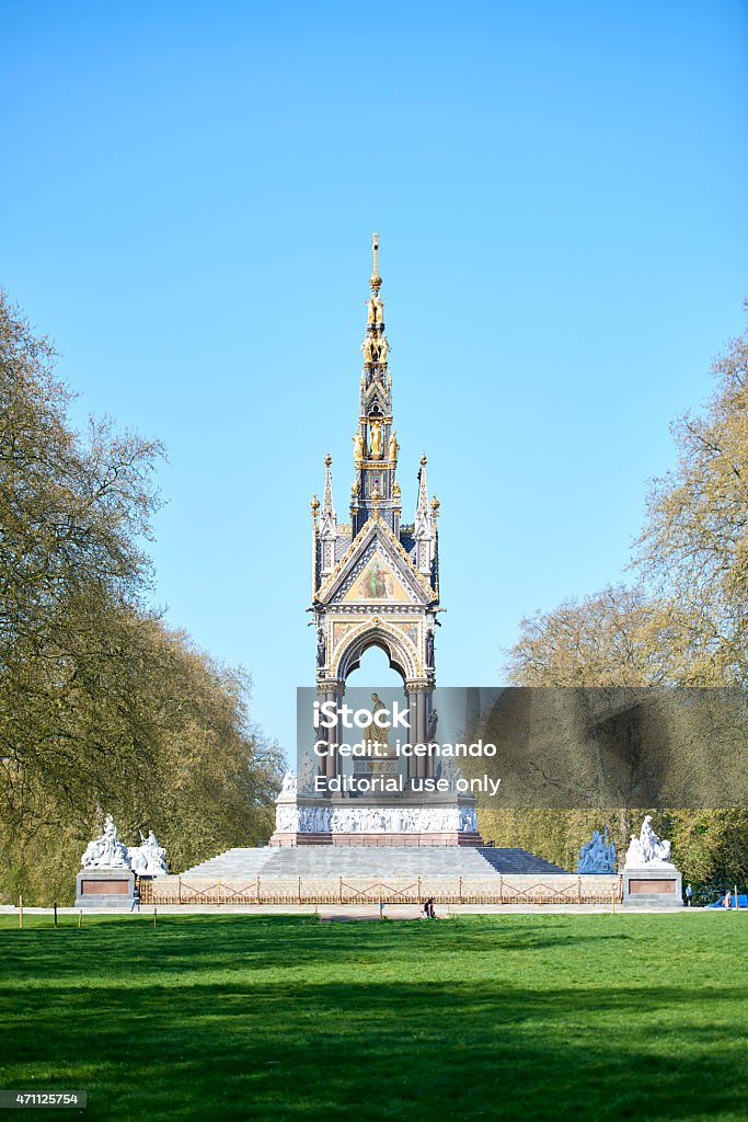 Albert Memorial London, UK - April 22, 2015: Side shot of Albert Memorial in Kensington Park on sunny spring day. 2015 Stock Photo