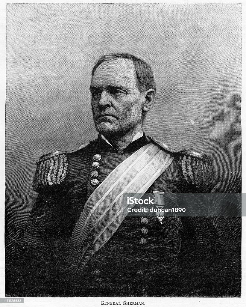 Général Sherman - Illustration de 1860-1869 libre de droits