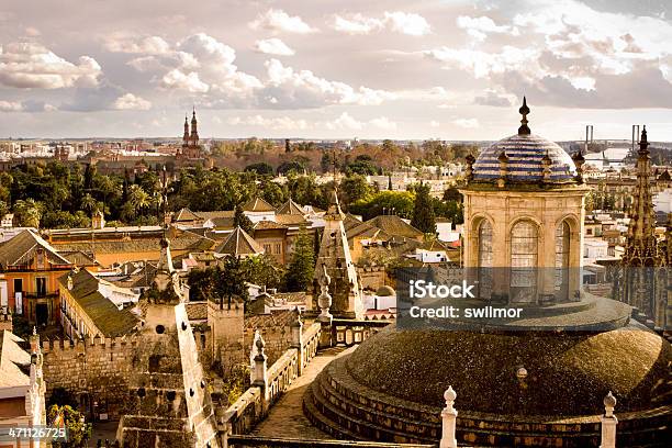 A Stunning View Of Seville Cityscape With Old Churches Stock Photo - Download Image Now